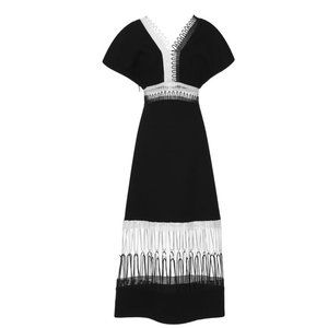 Christopher Kane Black /White Loop Trim Midi Dress